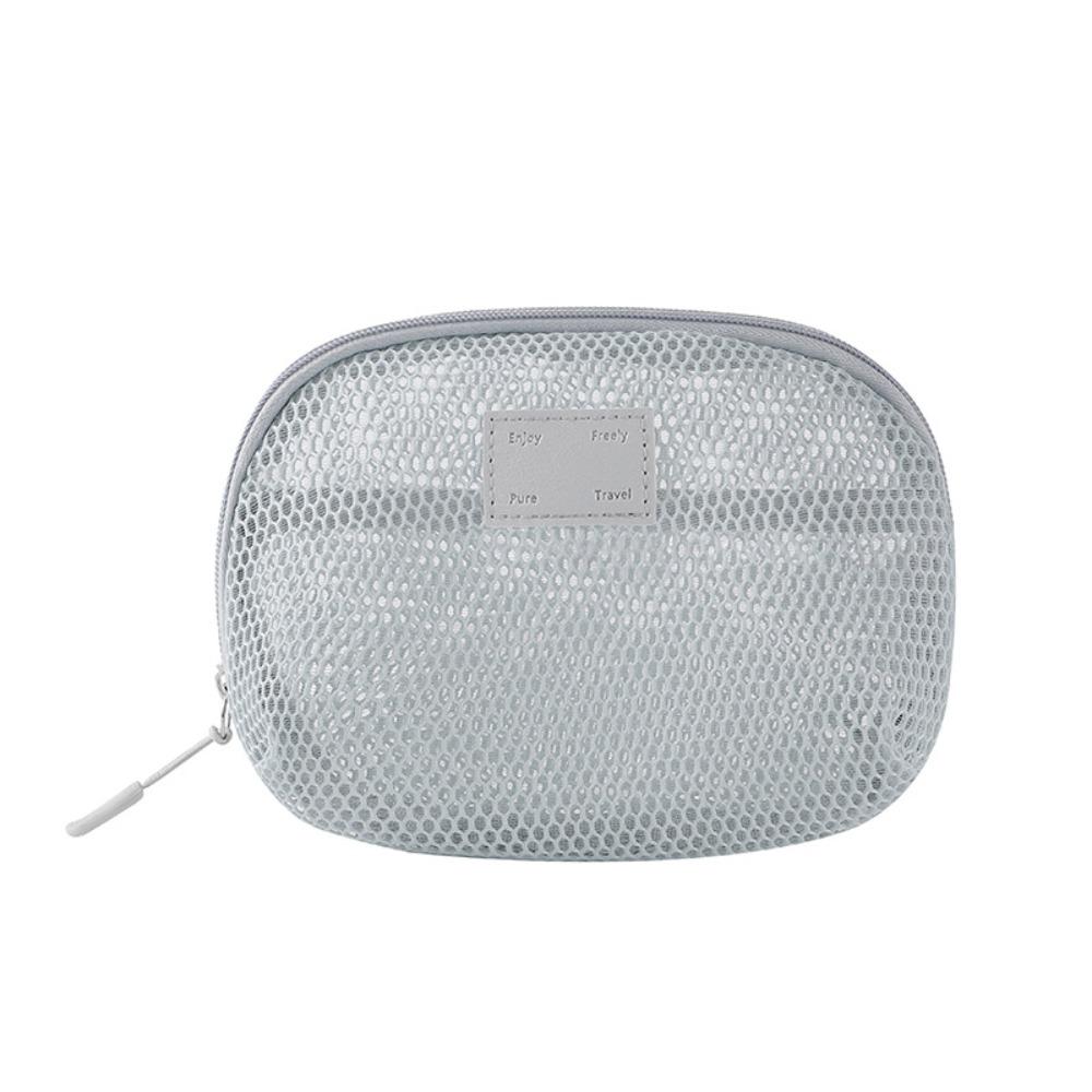 Casual Nylon Cosmetic Bag With Zipper Hand-held Mesh Makeup Bags Multipurpose Mesh Storage Pouch Women
