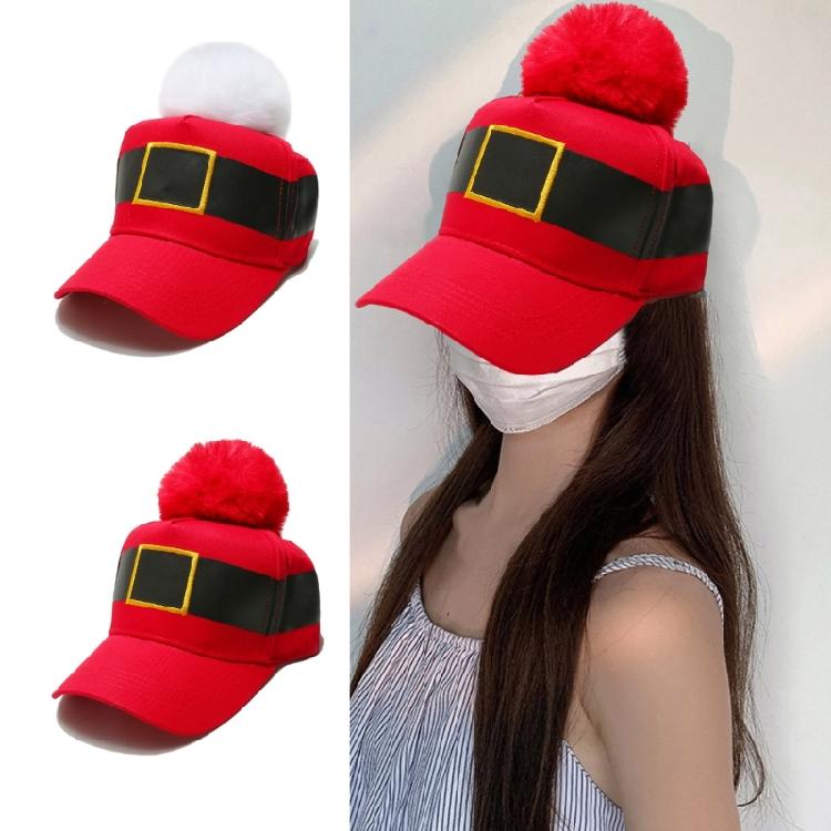 Christmas Baseball Hat Unisex Cosplay Costume Lovely Bobbles Santa Hat Stage Props Hat Festival Headwear for Adult Teens