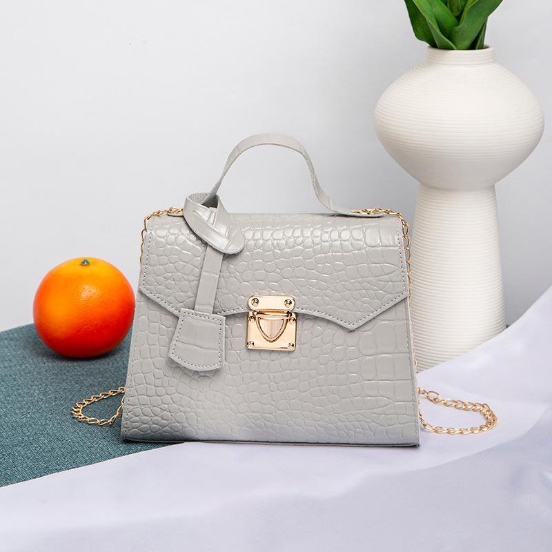 Crocodile Embossed Pu Leather Top Handle Handbag With Secure Metal Lock Color Options For Daily Work Shopping Dating