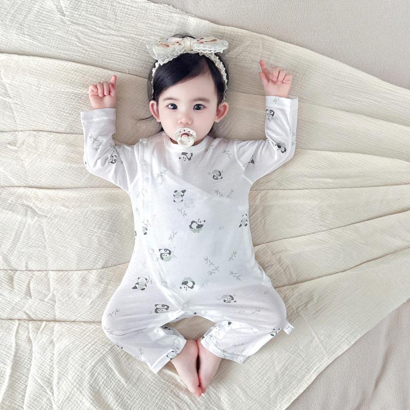 Baby Onesie: Double-Layer Belly Protection, Pure Cotton, Boneless, Long Sleeve for Spring, Autumn, Summer, & Air-Conditioned Rooms