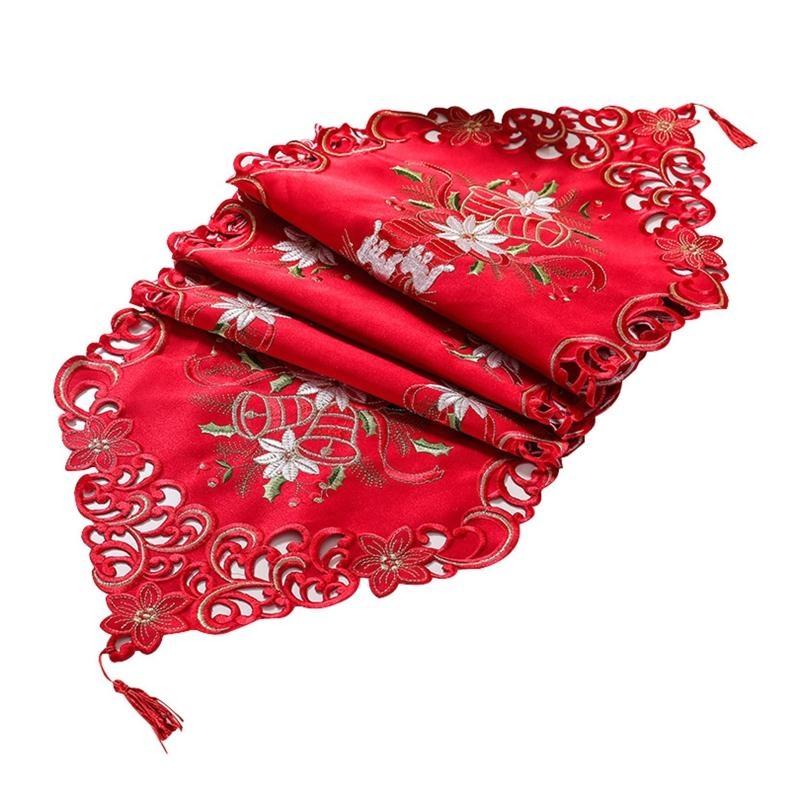 24TE Christmas Table Runners Dresser Scarves Unique Embroidery Design Excellent Gift