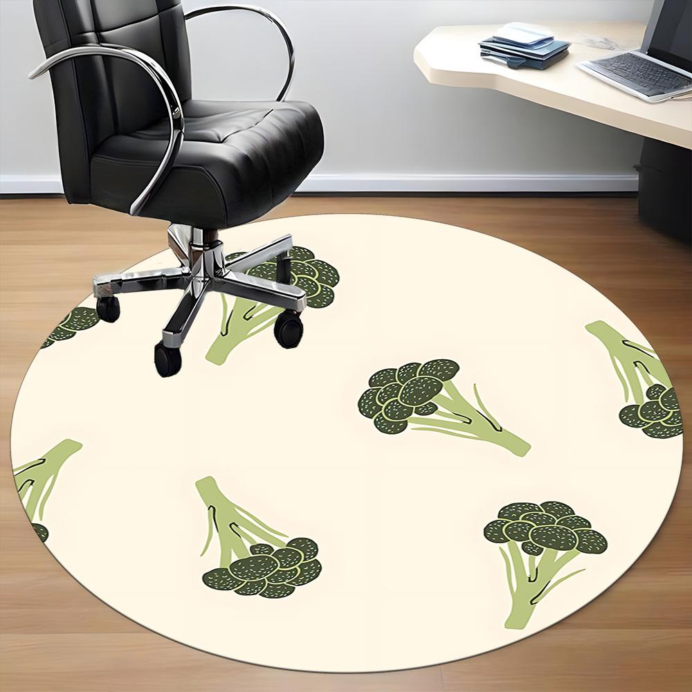 1pc Broccoli Pattern Chair Carpet for Office Non Slip, Lightweight, Machine Washable Rug for Office Holiday Decor