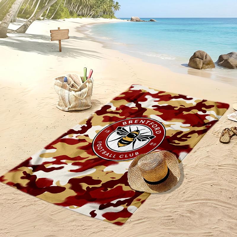 Brentford Football Print Beach Towel, Large Soft Quick Dry Towel for Beach Camping Swimming