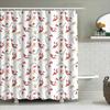 Artistic Bird Flower Print Shower Curtain Bathroom Decor Waterproof Fabric White/Red Floral Pattern Shower Curtains For Home Dec