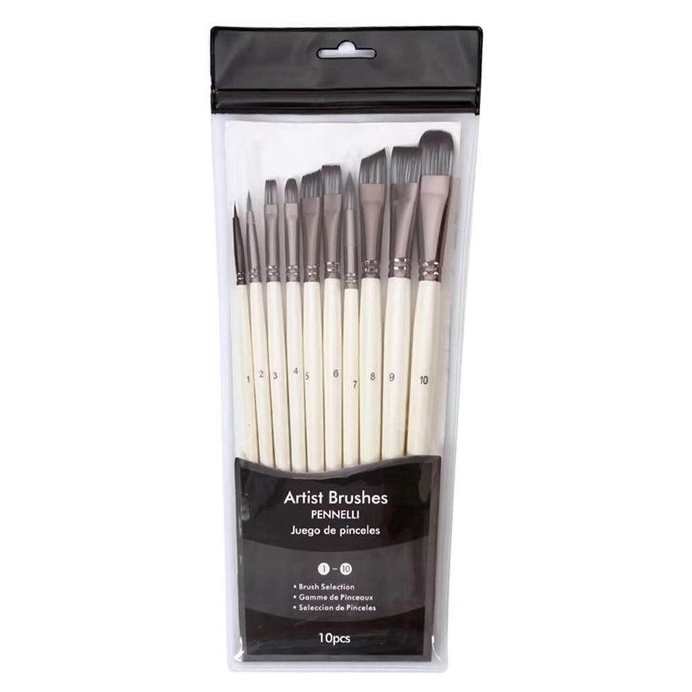 10Pcs/Set Nylon Paint Brushes Watercolor Miniature Art Drawing Kit  for Acrylic Oil Painting
