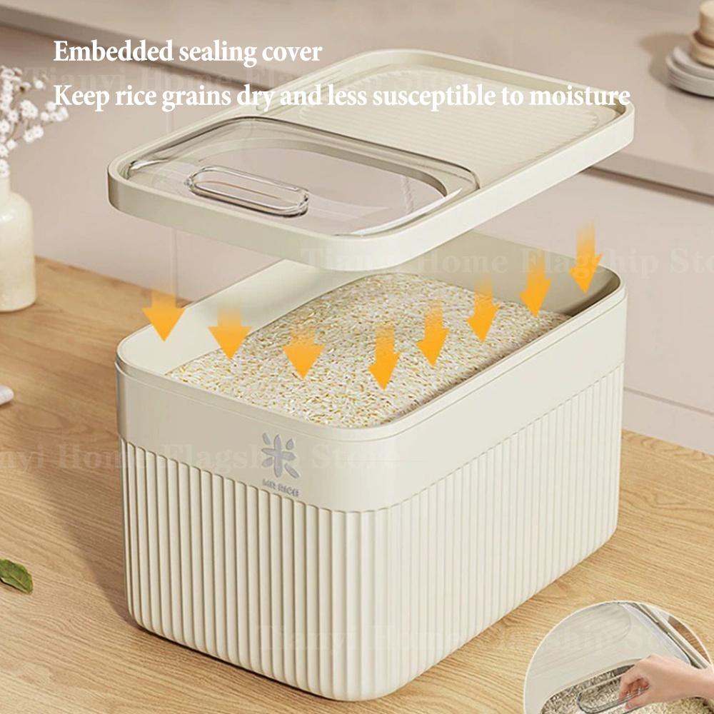 Scatola Contenitore per Riso 5/10/15KG per la Casa con Coperchio a Prova di Insetti e Umidità Scatola per Riso Barattolo Sigillato Contenitore da Cucina per Conservare Cereali Secchi