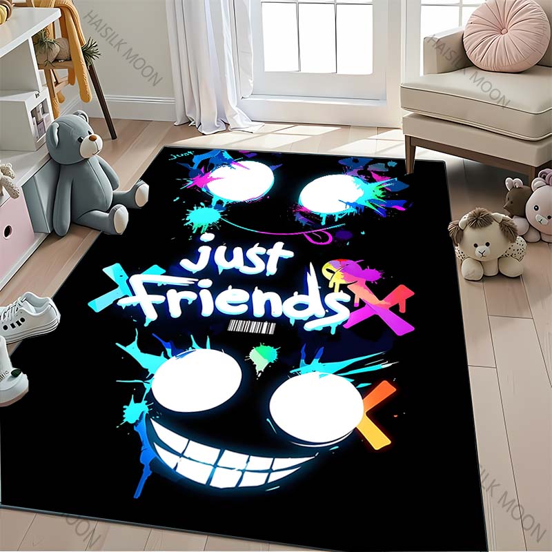Cyberpunk Stil Neon Graffiti Print Teppich für Jungen Schlafzimmer Schwarzer Teppich für Spielzimmer Dekor Teppich für Wohnzimmer Fußmatten Geschenk