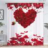 Valentine's Day Red Rose Flower Shower Curtain Waterproof Polyester Landscape Curtains Bathroom Shower Curtain And Rug Sets