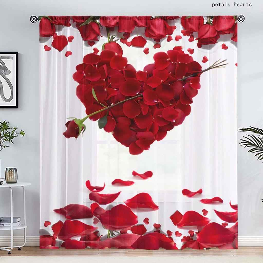Valentine's Day Red Rose Flower Shower Curtain Waterproof Polyester Landscape Curtains Bathroom Shower Curtain And Rug Sets