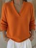 New for 2026: European & American V-Neck Loose Knit Sweater – Solid Color, Casual Fashion, Women's Knitwear.