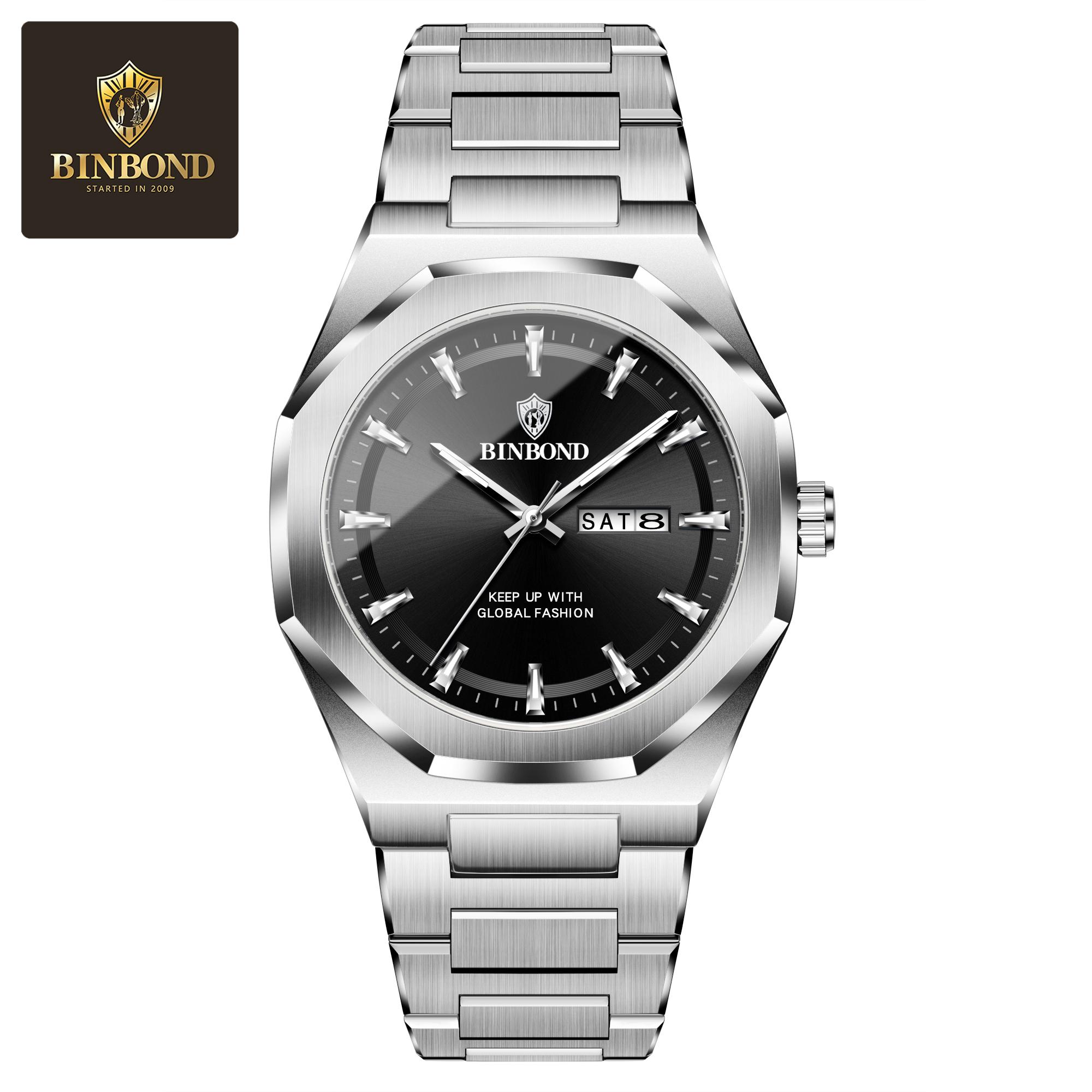 Fashion Binbond Casual Men S Business Watch Waterproof Luxury Stainless Steel Strap Men S Watch Calendar Realistic-Looking Quartz Watch
