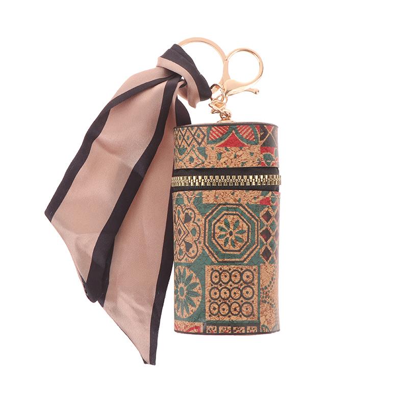 Retro Wood Grain Bucket Coin Purse Fashion Lipstick Bag Mini Storage Bag Earphone Bags Keyring Pendant For Women Girls Gift