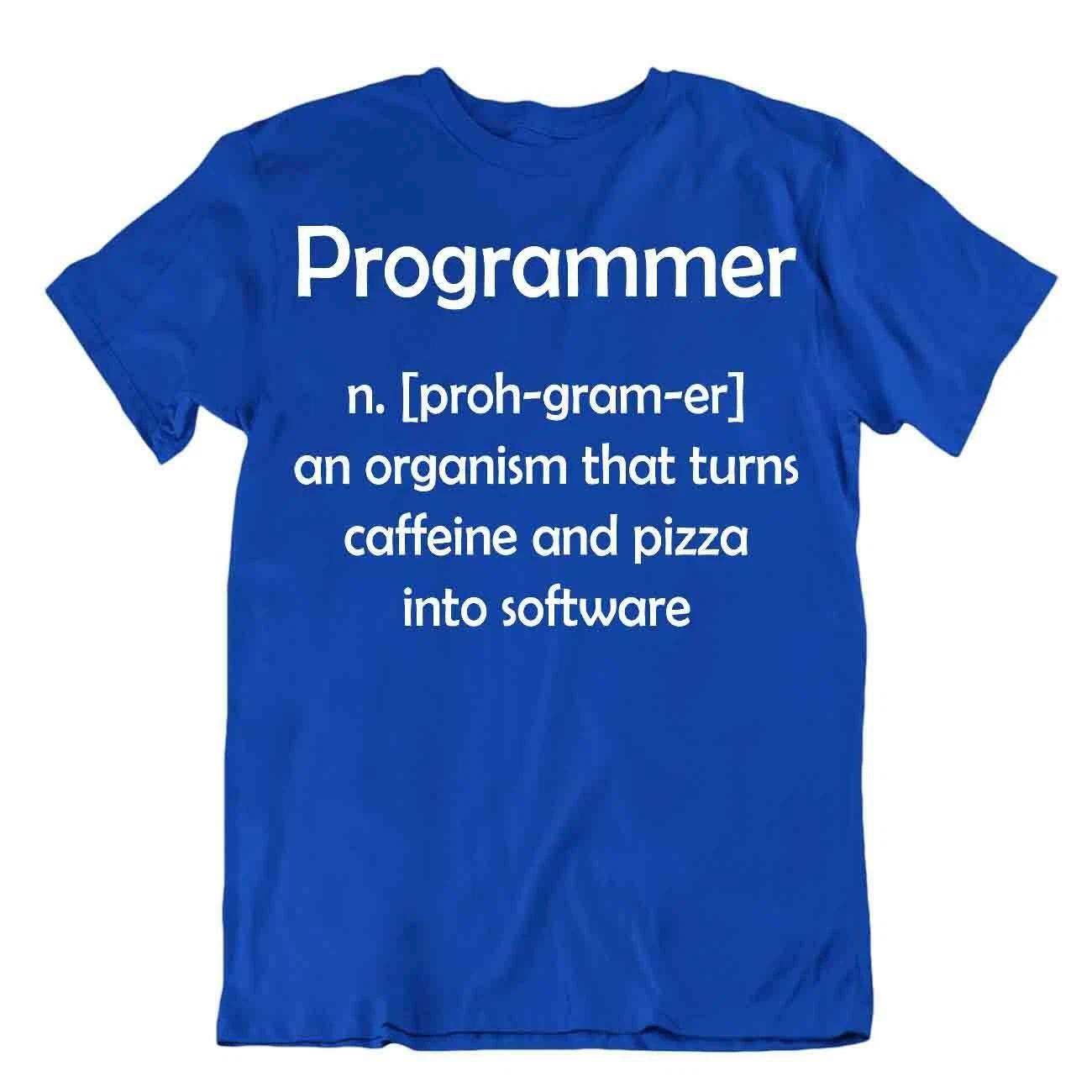 Programmer T-Shirt Coffee And Piza Software Tee Coder Joke Shirt 2XL