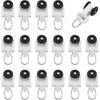 50PCS Curtain Black Roller Hooks Track Glider Hooks Silent Glider Roller Ballerised Window Shower Curtain Track Ceiling Glider