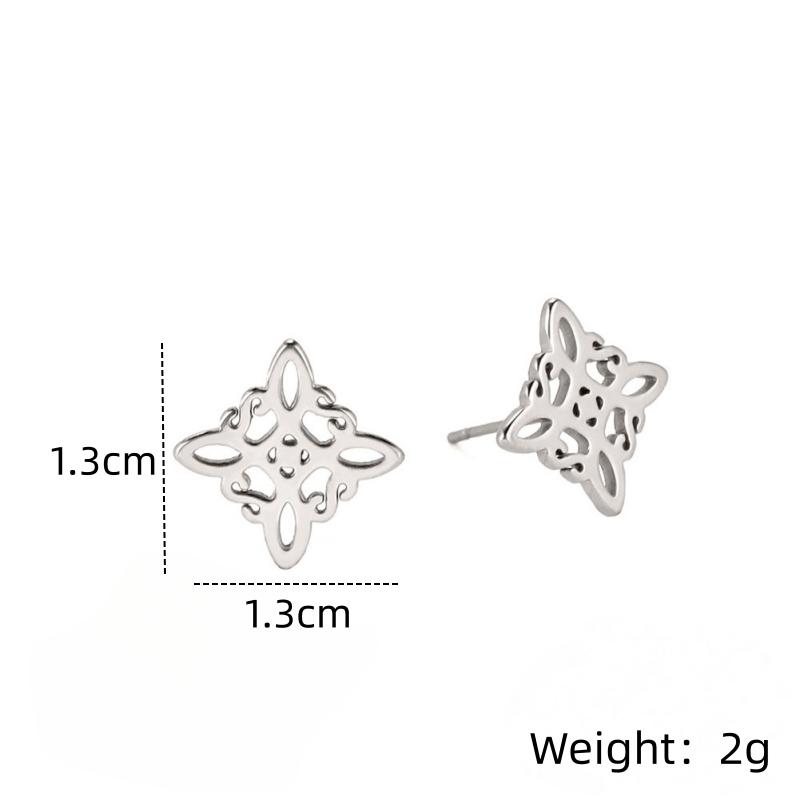 1 Pair of Fashionable Women's Accessories, Stainless Steel Material, Hollow Style, Witch Knot Shaped Earrings