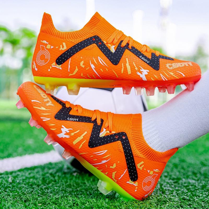 33-45Kids Chuteiras de Futebol Borracha Sola Macia Ponta Curta Couro Artificial Gramado Juvenil Crianças Futebol Sapatos Masculinos Esportes Tamanho Grande Futebol Sapatos