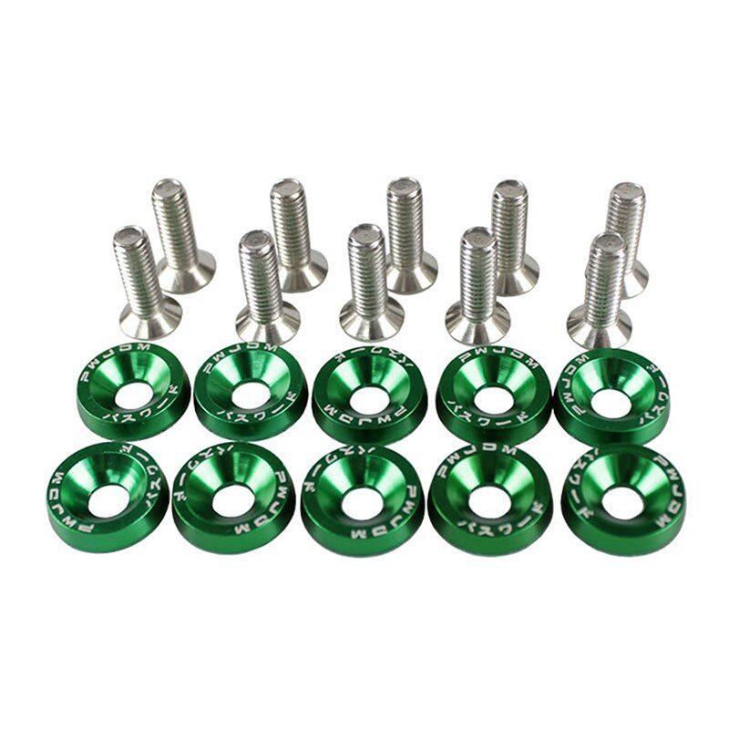 10pcs/set Car Modified Hex Fasteners Fender Washer Bumper Engine Concave Screws Aluminum Fender Washers and M6 Bolt