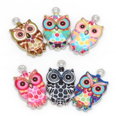 2/6Pcs 13*23mm Owl Shape Alloy Drop Oil Pendant For Jewelry Component Making DIY Necklace Bracelet Earring
