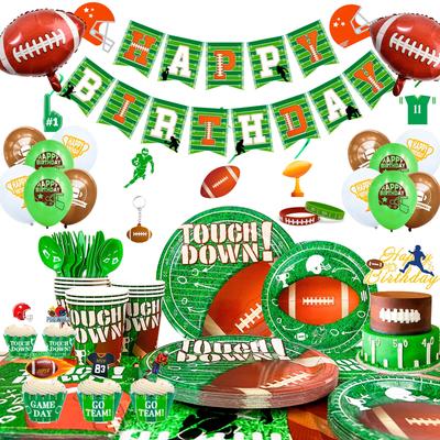 Football Birthday Party Supplies,164pcs Super Bowl Football Party Decorations&Tableware-Football Party Plates Ect Football Theme Party Supplies