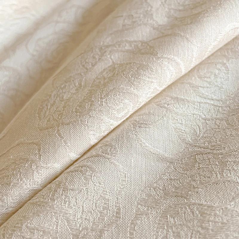 Light Luxury Satin Jacquard Solid Fitted Sheet Sets Pure Cotton Skin-Friendly Soft Quilt Cover 1.5/1.8M Bed Bedding for Adults