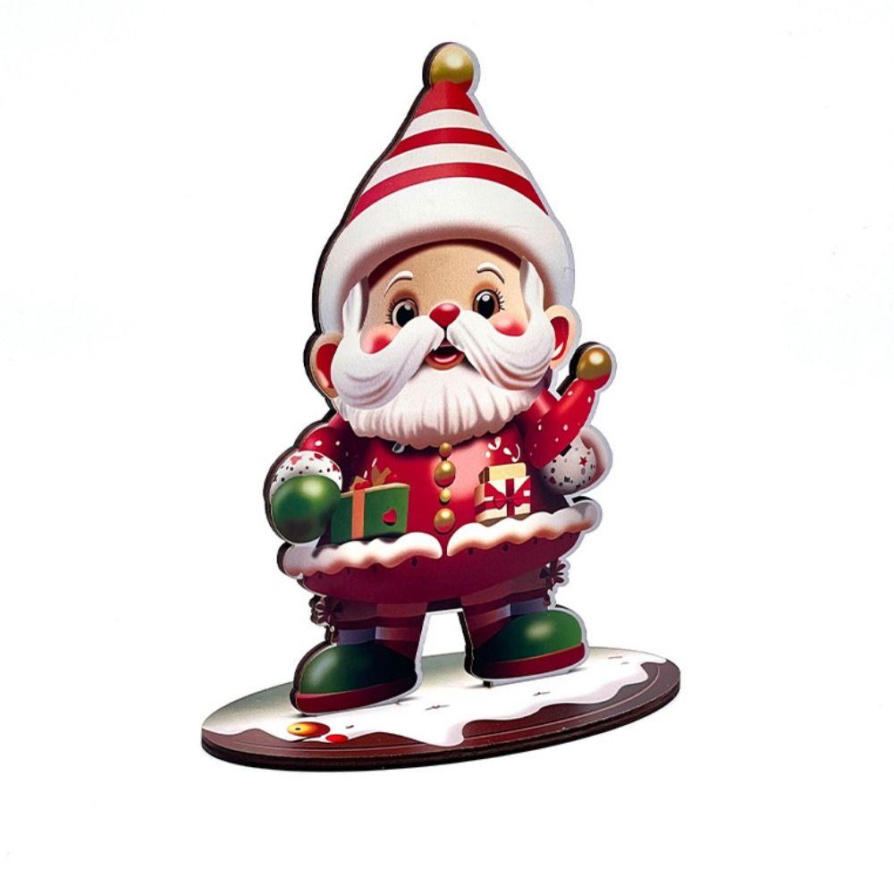 2pcs Cartoon Christmas Statue Figurine Handmade Christmas Sign Desktop Centerpieces  Cabinet