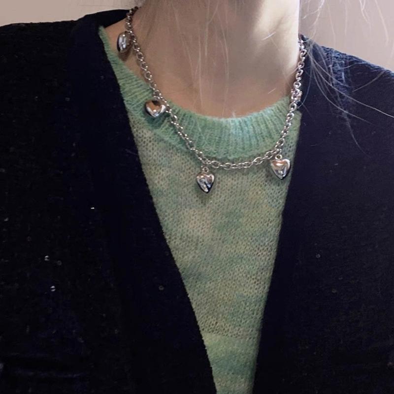 Heart Shape Designs Clavicle Necklace Love Heart Pendant Neckchains for Women Long Chains Collar Choker Party Jewelry