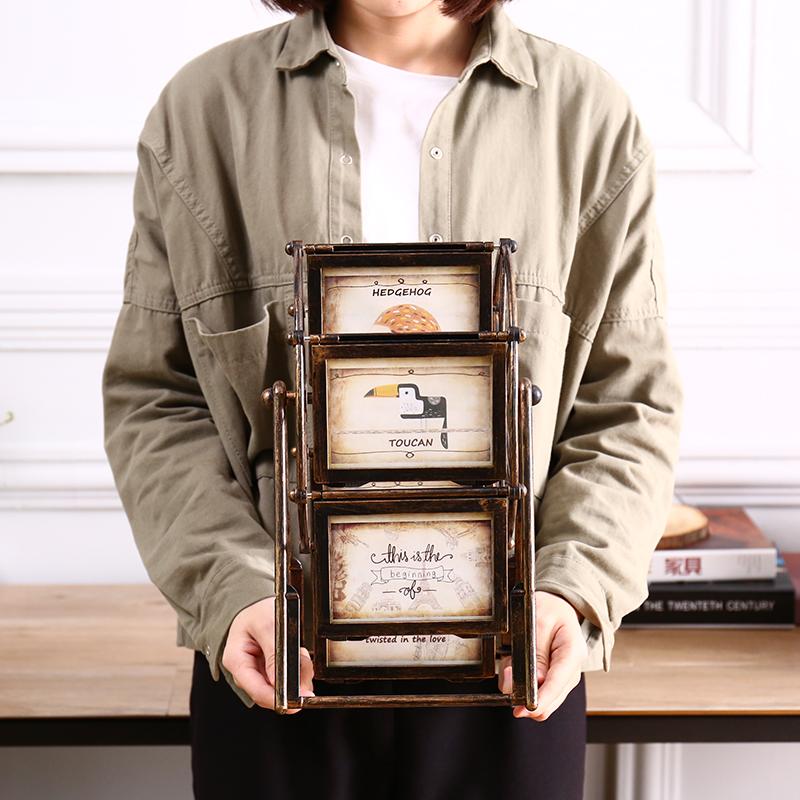 5 Inch Classical Retro 360 Degree Rotation Ferris Wheel Photo Frame Romantic Unassembled DIY Pictures Frame Home Windmill Decor