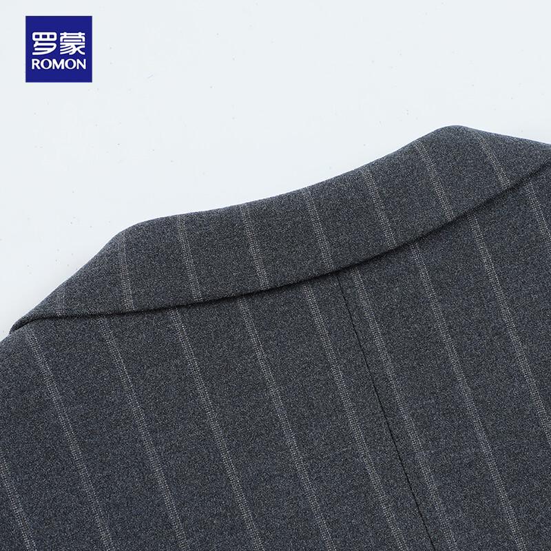 ROMON Men's Slim-Fit Grey Stripe Business Suit Set