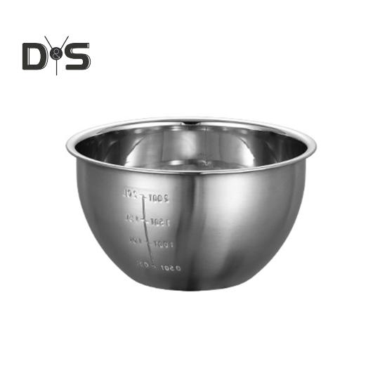 Stainless Steel Salad Bowl with Scale Mark Polished Surface BPA Free Easy To Clean Dishwasher Safe Multifunctional Mixing Bowl