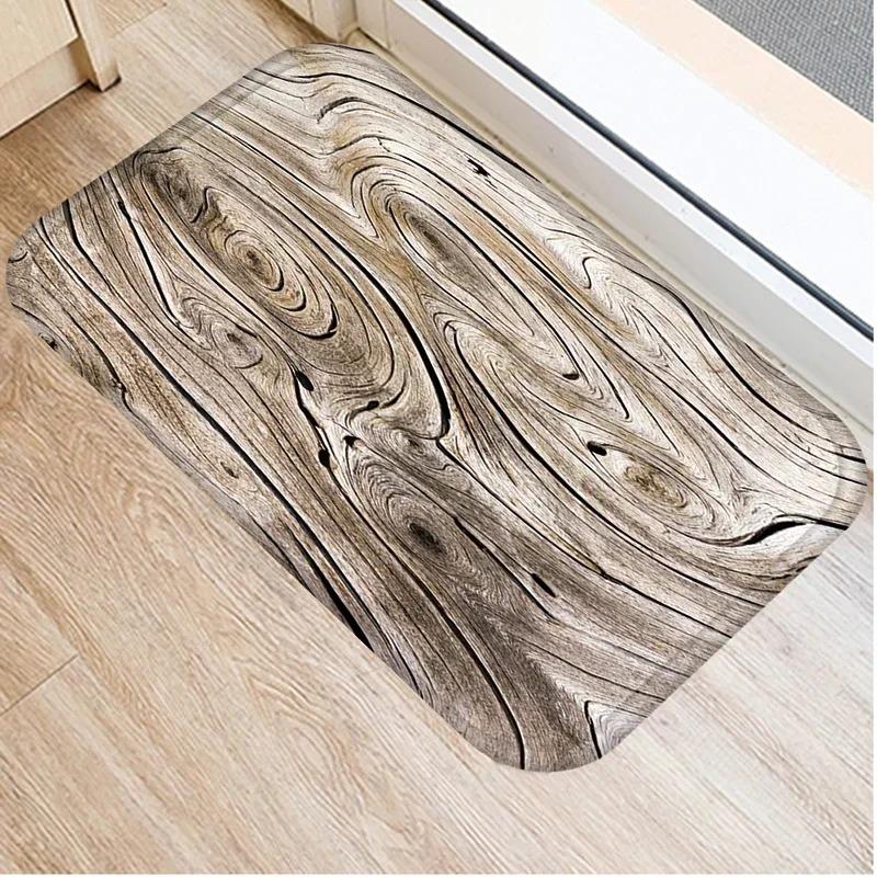 1Pcs Wood Stone Pattern Kitchen Entrance Door Mat Coral Velvet Carpet Doormat Indoor Outdoor Floor Mats Anti-Slip Rug