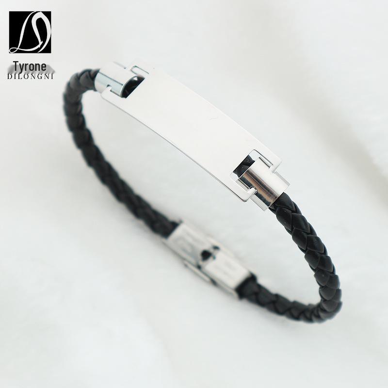 Unisex Titanium Steel Medical Symbol Bracelet - Engravable Fashion Jewelry