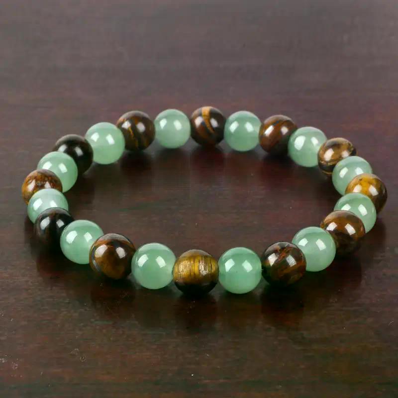 

Elegant Yellow Tiger Eye and Green Aventurine Semi-precious Stone Strand Bracelet for Fashion Lovers Luxury