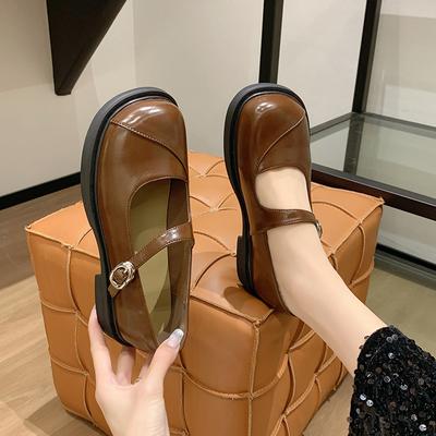 Yeni Varış Japon Tarzı Vintage Toka Mary Janes Ayakkabı Kadın Sığ Ağız Rahat Öğrenci Deri Ayakkabı Kalın Alt