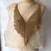 Beaded Rhinestone Crystal Fabric Bodice Applique Rose Gold Panel Pedreria Hand-Sewn Shank Style Corset Wedding Dress Evening