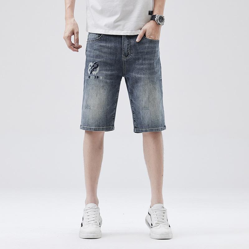 Printed Five-point Pants Summer New Style Men's Loose Five-point Pants Shorts Denim Medium Pants