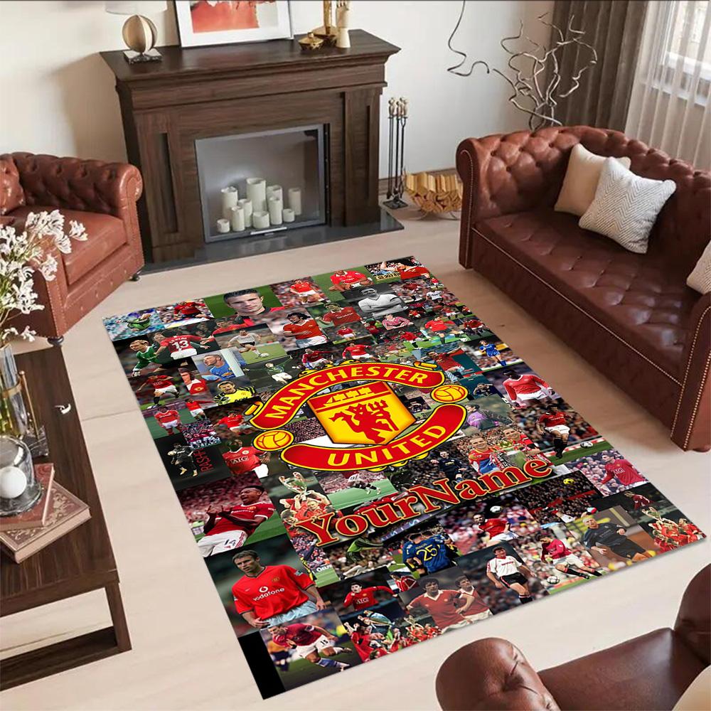 Manchester Customizable Name Floor Mat Perfect for Foyer Dormitory Playrooms Decorate room Anti-slip Rug Anime Office Decor Birthday/Christmas Gift