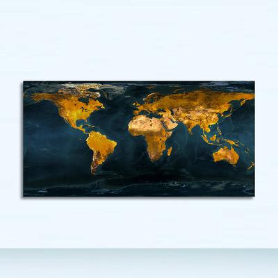 Peintures sur toile d'art pour décoration de salon, Cuadros, décor de maison, sans cadre, carte du monde dorée, affiches et imprimés muraux