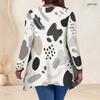 Women Plus Size V Neck Long Sleeve Abstract Leaf Print Irregular Hem Tunic Top