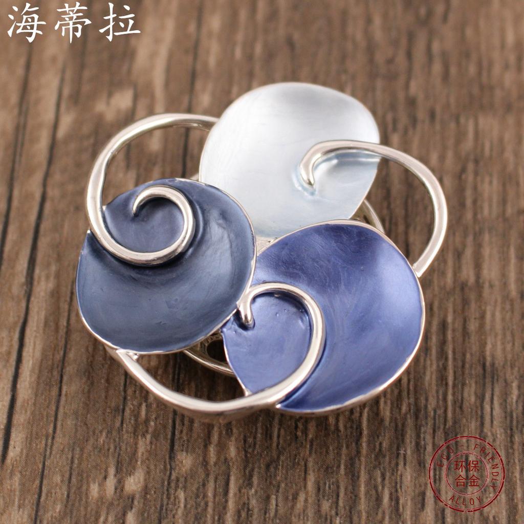 Broșă magnetică nouă, geometrică, emailată, cu floare goală, broșă multifuncțională pentru femei de la banchet