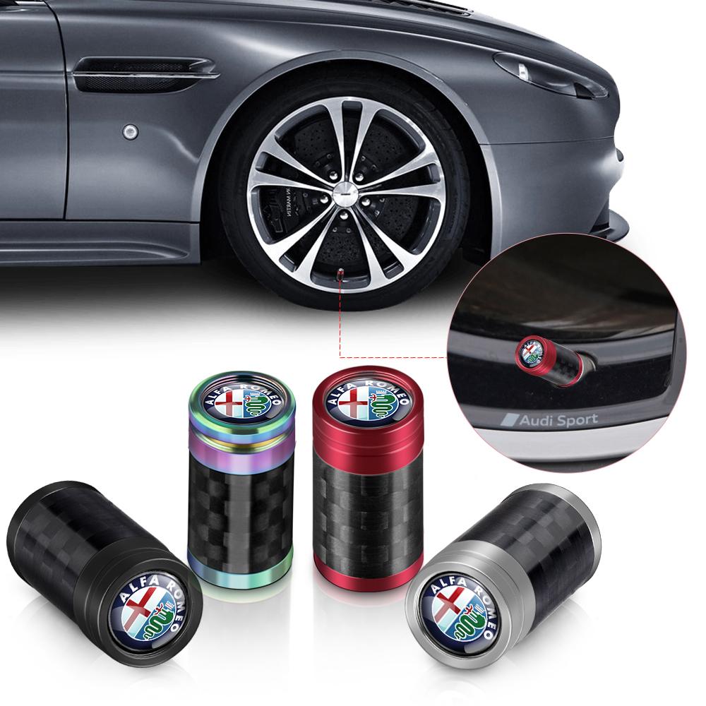 DCQFJ1 For Alfa Romeo 4Pcs Aluminum Alloy Car Tire Valve Cap Auto Wheel Accessories For Alfa Romeo Giulietta Giulia GT Mito Brera F1 St