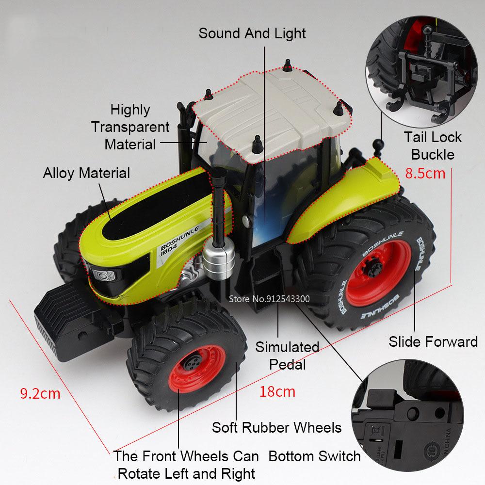 1:32 Excavator Bulldozer Model Toy Car Metal Body Sound Light Slide Forward Tractor Alloy Engineering Vehicles Models Kids Toys