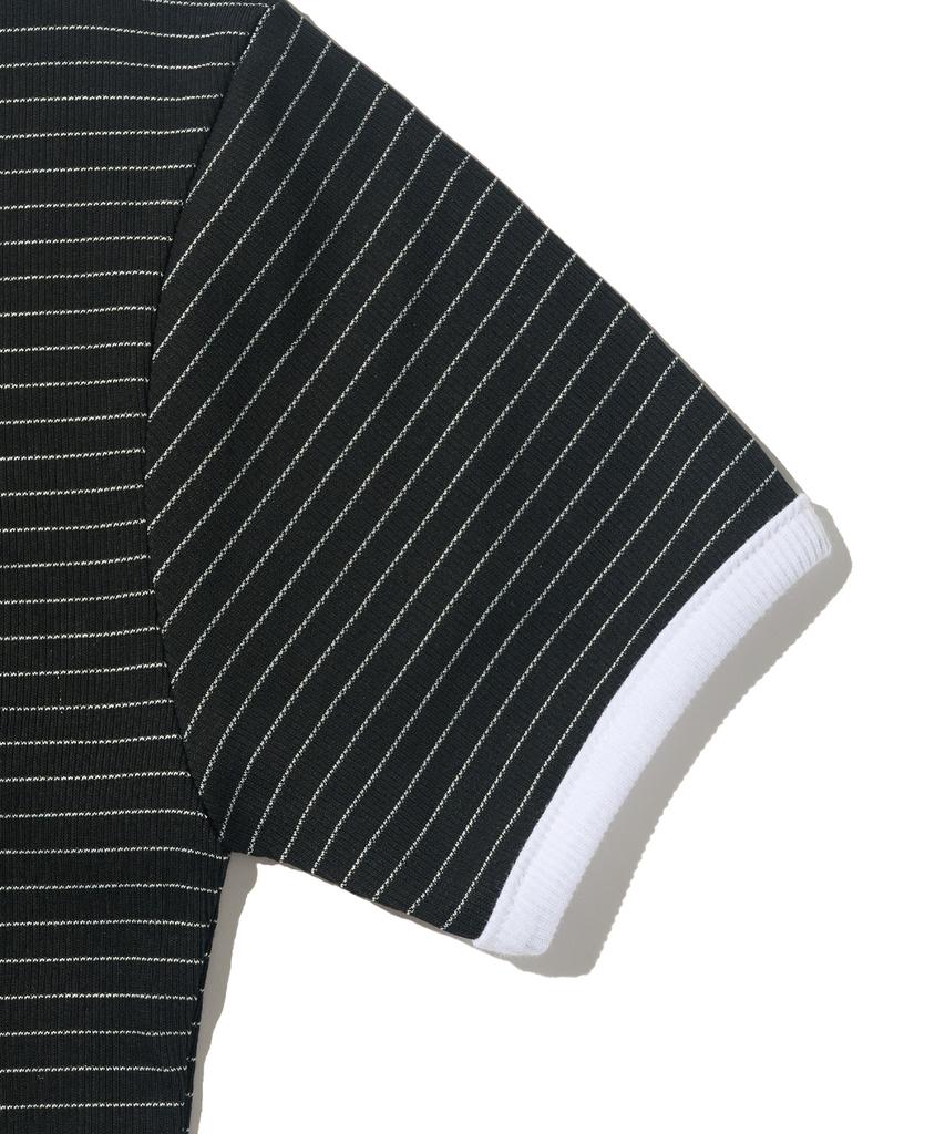 CARGOBROS FOR WOMAN French Ringer Stripe Short Sleeve T-Shirt (Black)