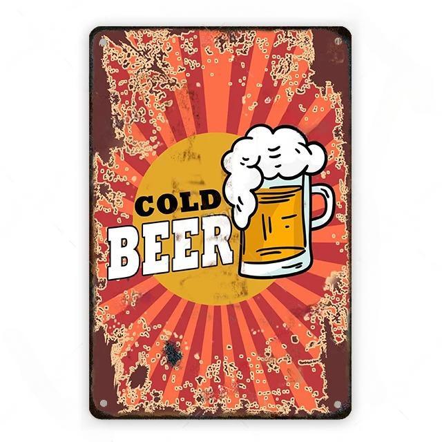 Cold Beer Posters Vintage Metal Tin Signs Drink Retro Bar Club Pub Restaurant Wall Art Decoration Plate