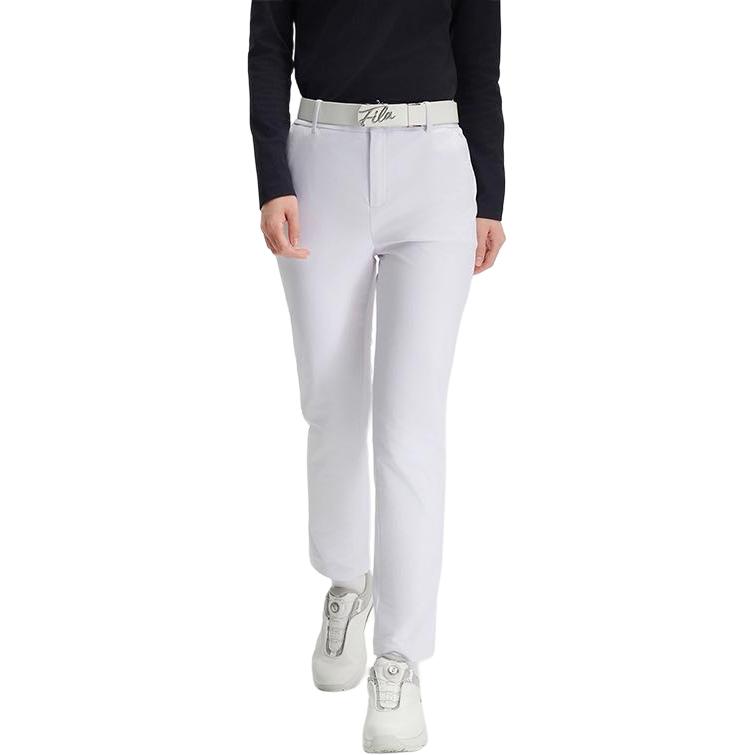 Fila Golf Series Comfortable Soft Solid Color Long Pants Casual Pants Women Bottoms Jade-White A11W445805F-WT