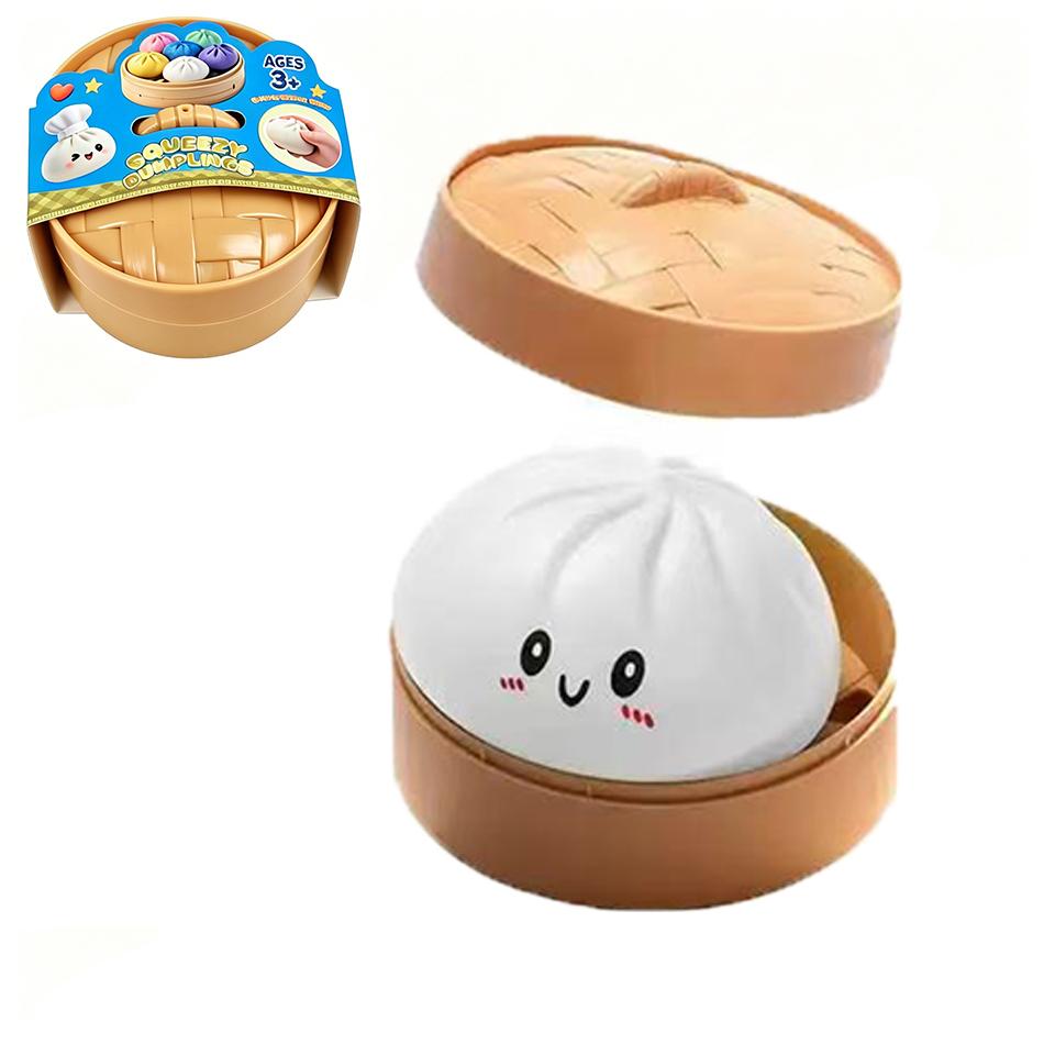 2026 New Cute Baozi Squishy Toy Stress Relief Steamed Bun Squeeze Toy with Bamboo Steamer Box Slow Rebound Desk Decor Gift