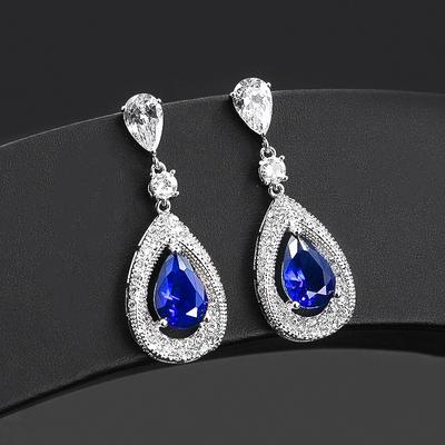 Luxus Hochzeit Party Kristall Wasser Tropfen Ohrringe für Frauen Marke Designer Mode Zirkonia Eardrop Luxus Dangler Schmuck