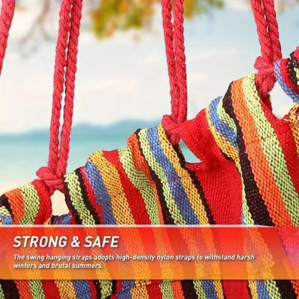 Thicken Garden Swing Chair Colorful Stripe Outdoor Hanging Chair Leisure Garden Swing Seat  Porch
