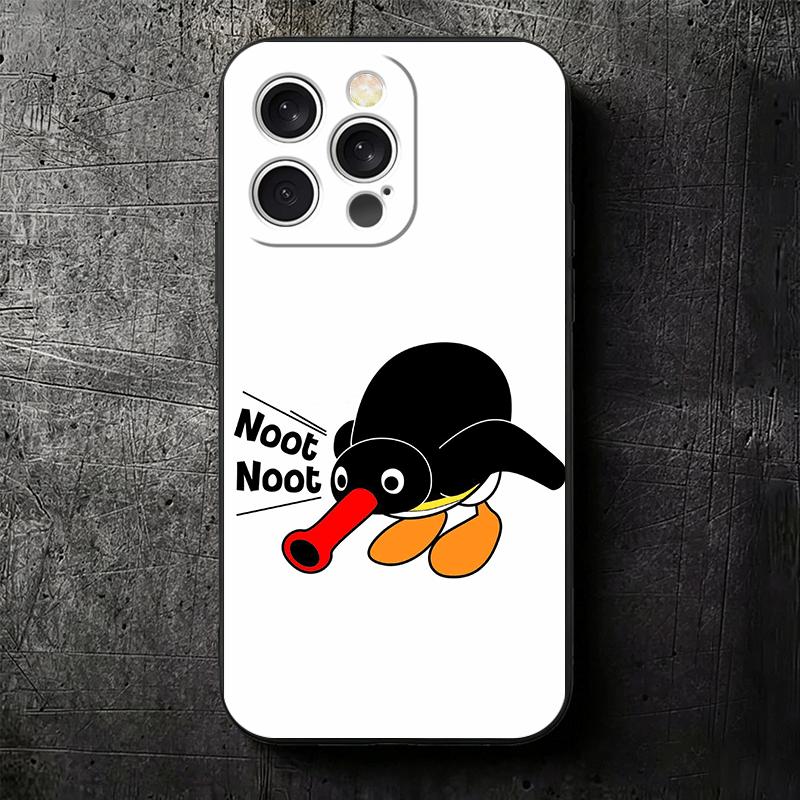 Cartoon P-Pingu Penguin Soft Phone Case for iPhone 16 16E 17 Air 15 Pro Max 14 Plus 13 Mini 11 12 7 Black Cover Back Shell