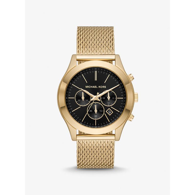 Michael Kors Крупные Тонкие Часы Runway с Золотистым Металлическим Браслетом MK9057 золотой