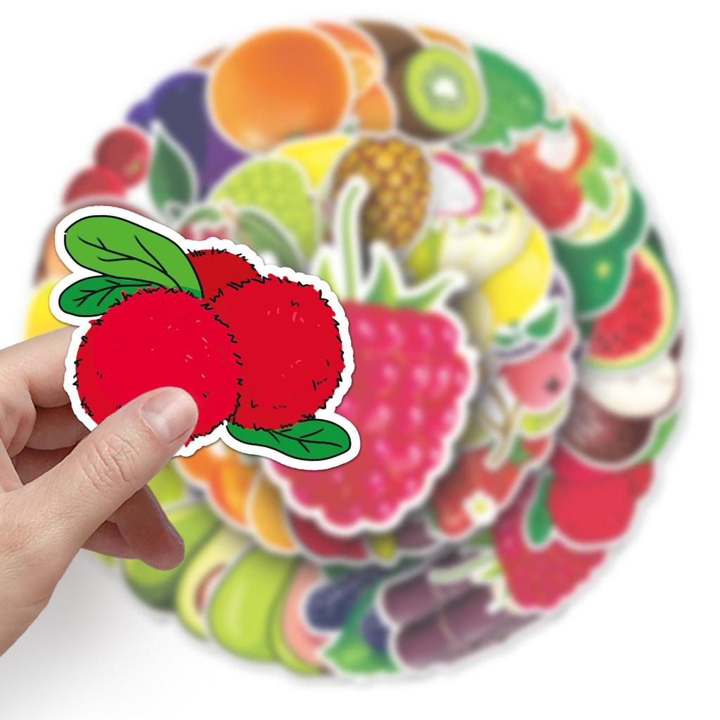50pcs Personalized Waterproof Fruit Stickers for Luggage, Scooter, Computer, Tablet, and Cartoon Decoration